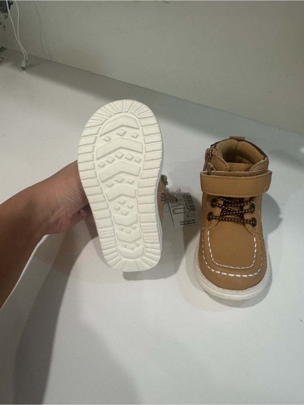 Kids Tan Moccasin-Style Ankle Boots